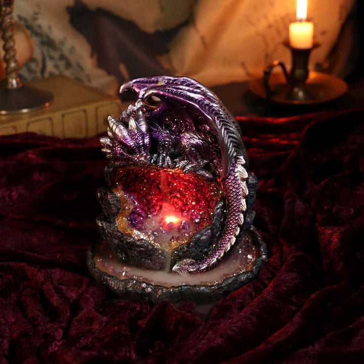 Crystalline Protector Purple Dragon Geode Backflow Weihrauchbrenner