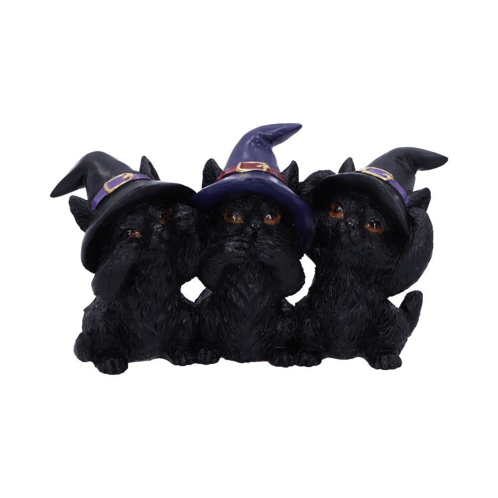 Nemesis Now Drei weise schwarze Katzen, vertraute Figur, nicht sehen, nicht hören, nicht sprechen